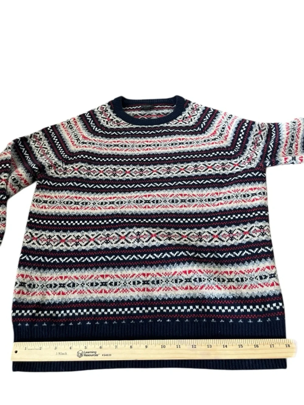 J.Crew 100% Lambswool Fair Isle Nordic Crewneck Sweater - Medium